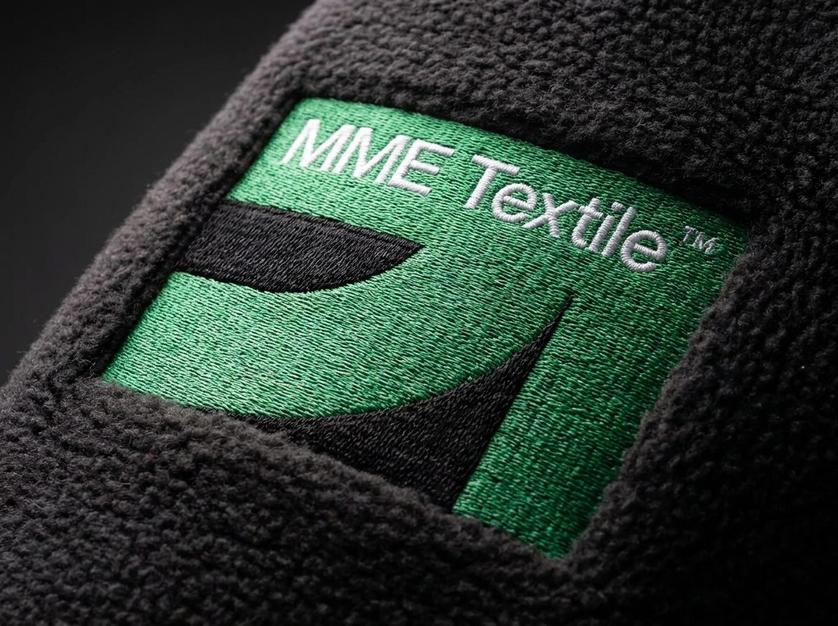 Industrial embroidery machine stitching a logo onto a garment
